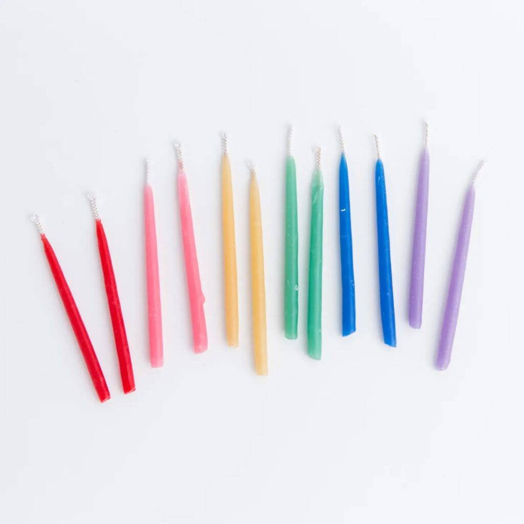Rainbow birthday candles.